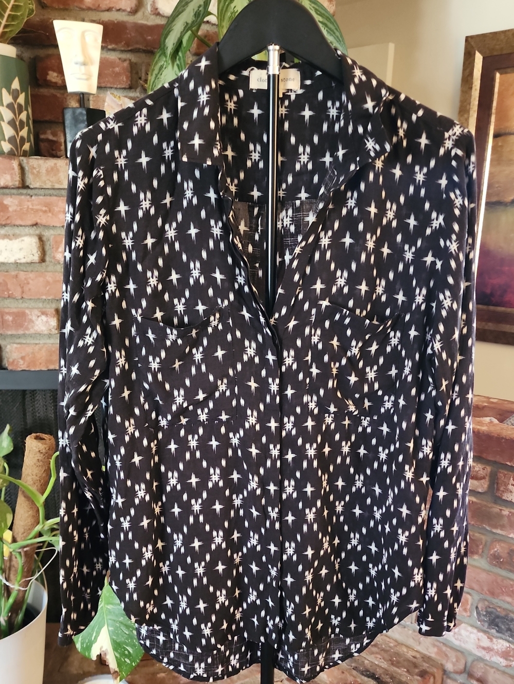 Cloth & Stone Anthropologie Kasuri Star Print Button-Down Blouse M